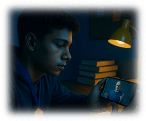 Figura de jovem que quer crescer profissionalmente mas precisa de apoio