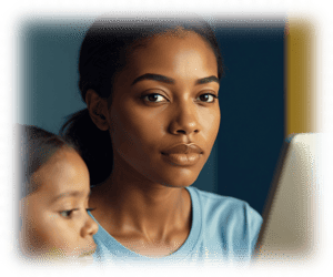 Figura de mãe e filho, que tem uma rotina corrida e precisa de flexibilidade real